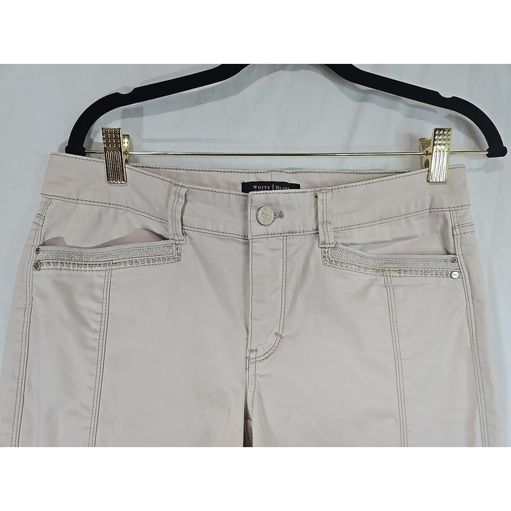 White House Black Market 4 Slim Ankle Cargo Pants Beige Stretch Tailored Fit - Picture 6 of 10